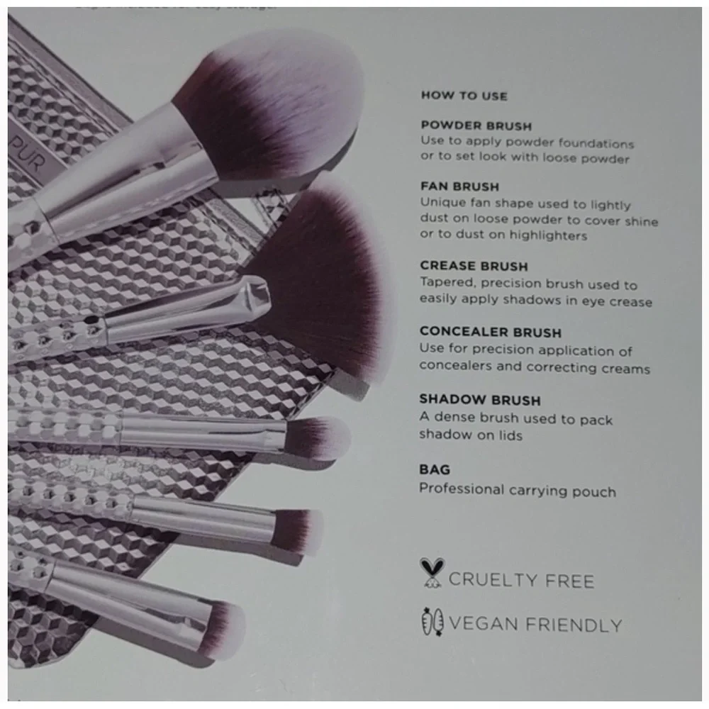 PUR Silver 5 Piece Makeup Brush Set